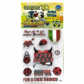 Stickers Adesivi 3D Forza Rossoneri 13x107 cm con 11 Stickers Assortiti – Decorazioni a Tema Rosso Neri