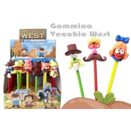 MATITA CON GOMMINE FACCINE ASS. 20CM FESTA GADGET COMPLEANNO PARTY BAMBINI