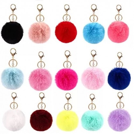 Portachiavi Pom Pom in Peluche con Anello - Accessorio Regalo Elegante e Divertente