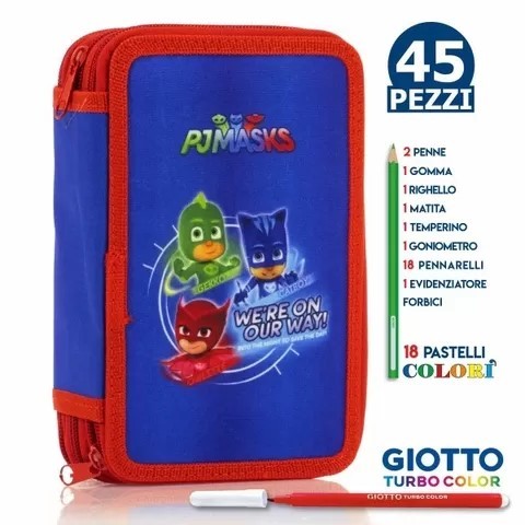 astuccio 3 zip Peppa Pig scuola pennarelli Giotto bambini