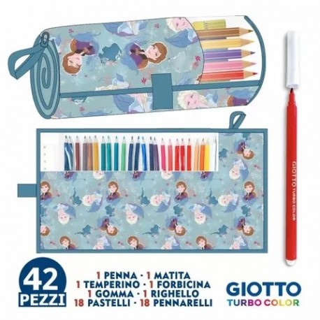 Astuccio Scuola 42 Pezzi Frozen Disney – Roller Portacolori con Pastelli e Pennarelli Giotto Urban Neon