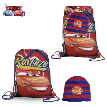 Kit Regalo Disney Pixar Cars Saetta McQueen: Cappello Invernale + Sacca Zaino - Idea Regalo Bambino