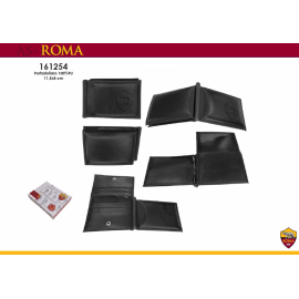 Portafoglio AS Roma Ufficiale in Pelle Nera con Clip Portabanconote e Porta Carte – Elegante e Funzionale