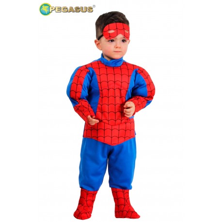 Costume Spiderman Bambino con Muscoli Imbottiti - Vestito Carnevale e Travestimento per Bambini 13-36 Mesi