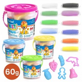 Kit Plastilina Modellante 10 Pezzi da 60g con Formine e Accessori – Set Creativo per Bambini, Scuola e Tempo Libero