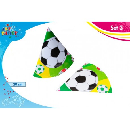 Cappellini in Carta Tema Pallone di Calcio 20 cm - Busta da 3 Pezzi per Feste e Compleanni