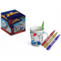 "Tazza Portapenne Spiderman Marvel con 4 Pennarelli e Disegni da Colorare"