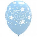 Palloncini Blu Baby Battesimo con Elefantino - 100 Pezzi, 12 Pollici, Lattice Biodegradabile, Aria/Elio