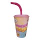 Bicchiere con Cannuccia Unicorno Disney in Plastica - 430 ml