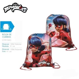 "Sacca Zaino Sport Miraculous Ladybug Disney con Chiusura a Coulisse - Borsa per Tempo Libero e Palestra Bambina - 41x30 cm"