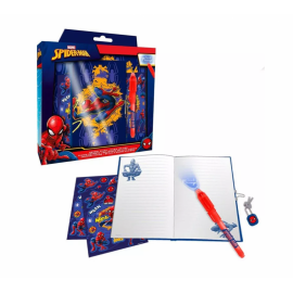 Diario Segreto Spiderman con Penna Magica - Kit Completo con Lucchetto e Chiavi, Stickers e Penna Speciale"