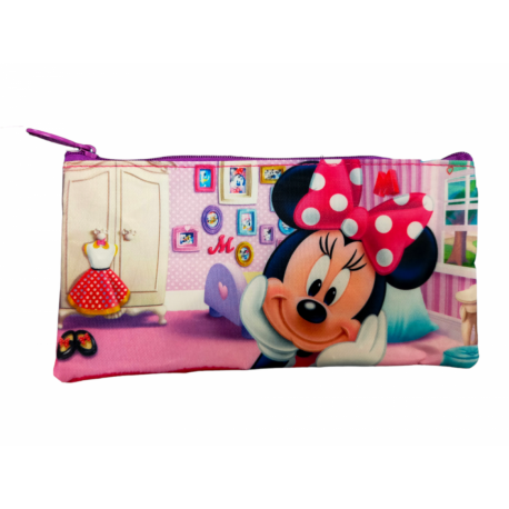 "Astuccio Piatto Minnie Disney - Bustina Portacolori Morbida per Bambine - Ideale per la Scuola"