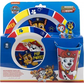 "Set Pappa 5 Pezzi - Piatti, Bicchiere e Posate - Grafica Paw Patrol Scuola E tempo Libero"