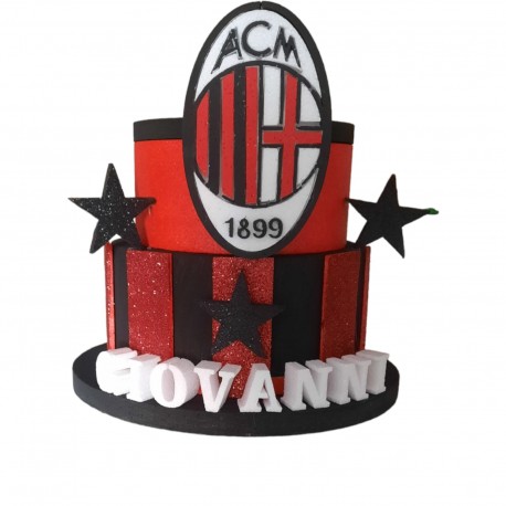 "Torta Scenografica Personalizzata AC Milan - Decorazione Perfetta per Feste di Compleanno e Eventi Speciali