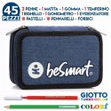 Astuccio Scuola Tre Zip Triplo York Blu Navy BeSmart Giotto Completo - 45 Pezzi per Elementari, Medie e Superiori