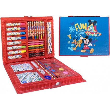  Valigetta 52 Pezzi Colori Mickey-Topolino Disney | Kit Completo di Cancelleria per Bambini | Ideale per Disegno e Creatività