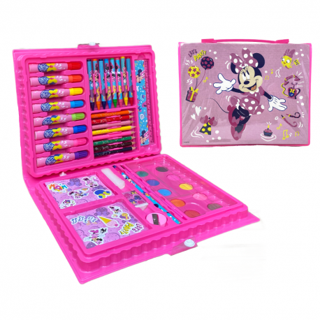 Valigetta 52 Pezzi Colori Minnie Disney | Kit Completo di Cancelleria per Bambinia| Ideale per Disegno e Creatività