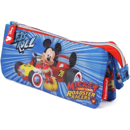 Astuccio Bustina Porta Colori Mickey Disney - 3 Scomparti con Cerniera