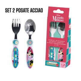 Posate Minnie Topolino Disney - Forchetta e Cucchiaio in Acciaio Inossidabile per Bambina