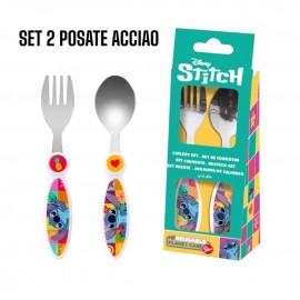 Posate Stitch Forchetta e Cucchiaio in Acciaio Inossidabile per Bambina