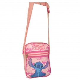 Borsa a Tracolla Disney Stitch Rosa con Tasca Esterna e Chiusura con Zip -