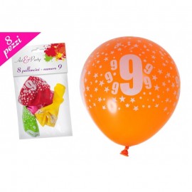 10 Palloncini colorati con stampa per Feste & Compleanno Bambini 9 ANNI diam:26
