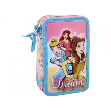 Astuccio Scuola Multiscomparto 44 Pz. Principesse Disney con 3 Zip - Aurora, Belle, Cenerentola