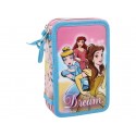 Astuccio Scuola Multiscomparto 44 Pz. Principesse Disney con 3 Zip - Aurora, Belle, Cenerentola