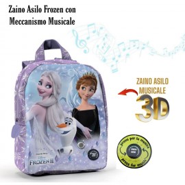 Zaino Musicale Frozen Anna & Elsa - Disney - 31x25x10 cm - Ideale per Scuola e Tempo Libero