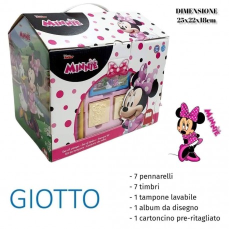 Set Cancelleria Casetta Disney Minnie con Pennarelli, Timbri e Accessori Creativi