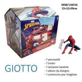 Set Cancelleria Casetta Marvel Spider-Man per Bambini con Pennarelli e Timbri