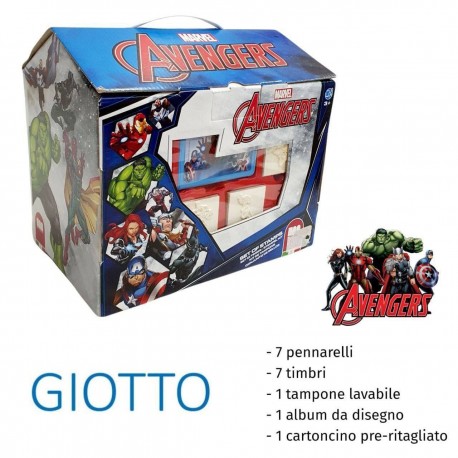 Set Cancelleria Casetta Marvel Avengers con Pennarelli, Timbri e Accessori per Bambini