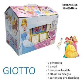 Set Cancelleria Casetta Disney Principesse con Pennarelli, Timbri e Accessori Creativi per Bambini