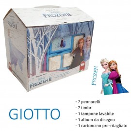 Set Cancelleria Casetta Disney Frozen con Pennarelli, Timbri e Album da Disegno