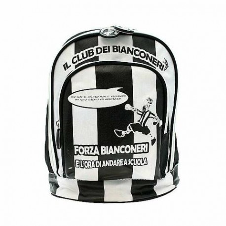 Zaino Scuola Asilo Forza Bianconeri 30 cm con Doppia Cerniera e Doppia Tasca