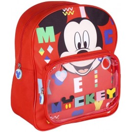 Zaino Mickey Mouse con Tasca Frontale Trasparente - Cinghie Regolabili e Imbottite cm 30