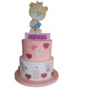 Torta Orsetto con Cuori in Polistirolo - Personalizzabile con Nome  Battesimo, Nascita, Compleanno -