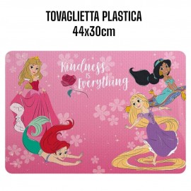 TOVAGLIETTA ALL'AMERICANA DISNEY PRINCIPESSE IN PLASTICA MORBIDA ANTISCIVOLO RIPIEGABILE LAVABILE DA COLAZIONE PRANZO CM.44X30