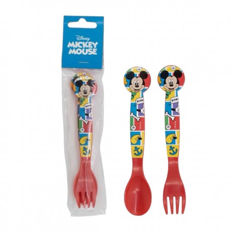 Set Posate Mickey Disney in Plastica BPA Free - Forchetta e Cucchiaio per Scuola e Tempo Libero