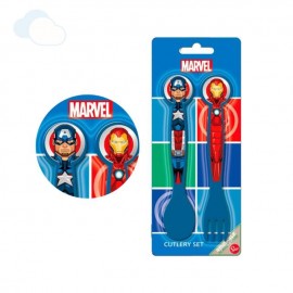 Posate Avengers Marvel di Plastica BPA Free - Forchetta e Cucchiaio Set 2 Pezzi per Scuola e Tempo Libero