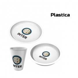 SET PAPPA 3 PEZZI INTER NEROAZZURRO PIATTO FONDO PIANO BICCHIERE CONFEZIONE REGALO