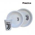 Set Pappa Plastica 3 Pezzi Juventus Calcio Prodotto Ufficiale - Piatto Fondo, Piatto Piatto e Bicchiere