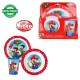 SET PAPPA 3 PEZZI SUPER MARIO PIATTO FONDO PIANO BICCHIERE PER MICROONDE CONFEZIONE REGALO