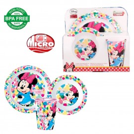 Set Pappa per Microonde 3 Pezzi Minnie Disney - Piatto Piatto, Fondo e Bicchiere