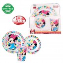 Set Pappa per Microonde 3 Pezzi Minnie Disney - Piatto Piatto, Fondo e Bicchiere