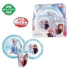 Set Pappa per Microonde 3 Pezzi Frozen Disney Anna-Elsa - Piatto Piatto Fondo Bicchiere