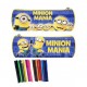 Kit Scuola Minions: Zaino Asilo, Borraccia, Tombolino Porta Colori e Set Cancelleria - Completo