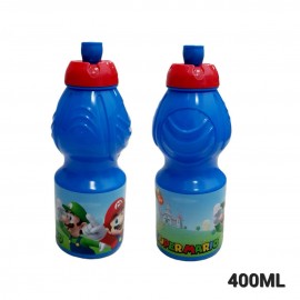 Borraccia Plastica Super Mario Bros con Beccuccio Retrattile - 400 ml per Scuola e Sport