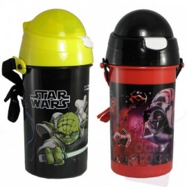 Borraccia con cannuccia Star Wars in plastica due colori 500ml da bambino