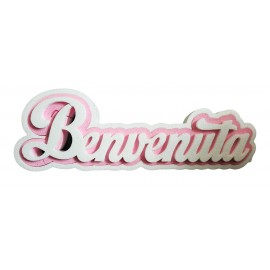 BENVENUTA CON BIBBERON POLISTIROLO DECORATIVO ROSA